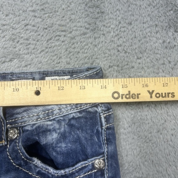 Miss Me Jeans Women's 27x33.5 Mid-Rise Boot Cut Embellished Rhinestone Bedazzled - Picture 13 of 16